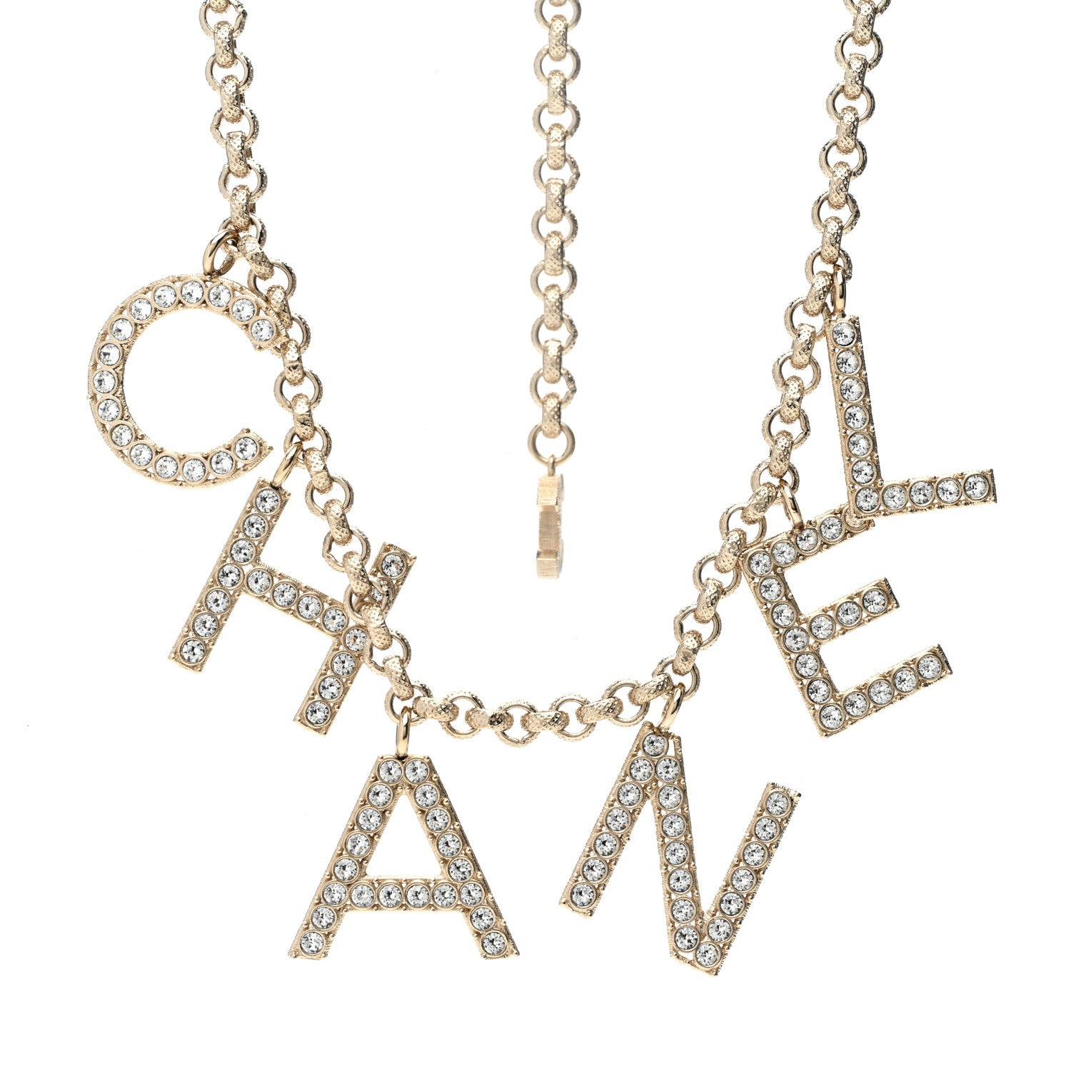 Chanel Crystal City of Lights Letter Chain Necklace Gold 1 of 6