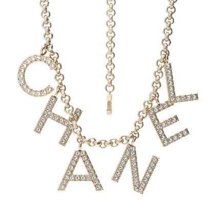 Chanel Crystal City of Lights Letter Chain Necklace Gold 1 of 6