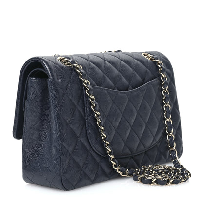 Chanel Caviar Quilted Medium Double Flap Navy 3 of 11