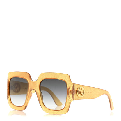Gucci Acetate Square Frame Sunglasses GG0053S Glitter Gold 1 of 8