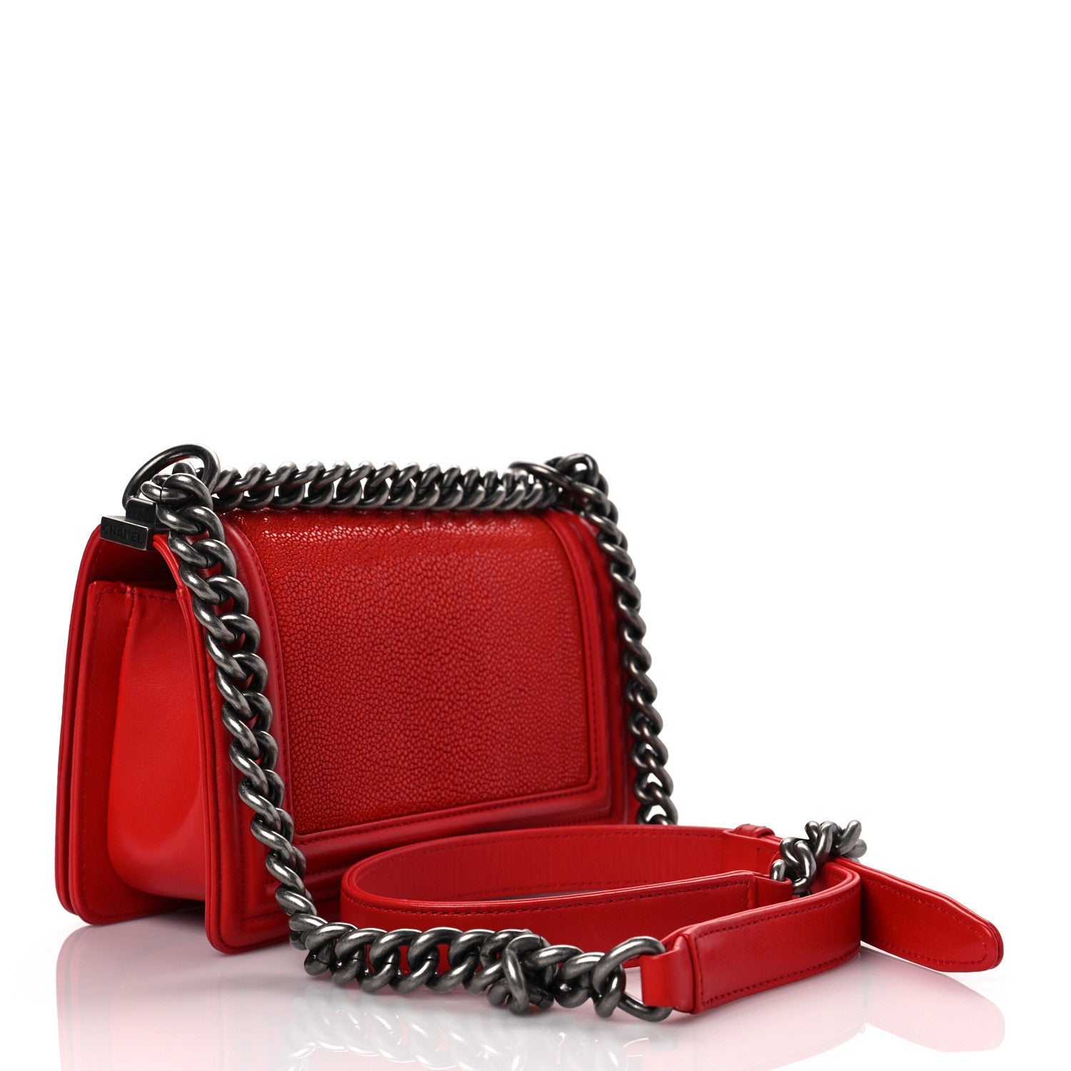 Chanel Galuchat Stingray Small Boy Flap Red 3 of 9