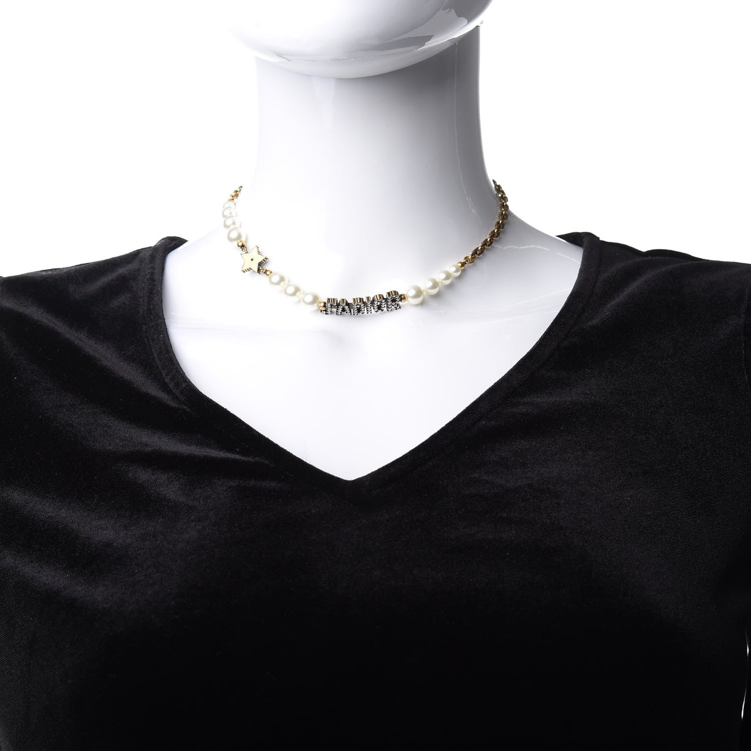 Christian Dior Pearl Tribal Choker Necklace Gold 2 of 5