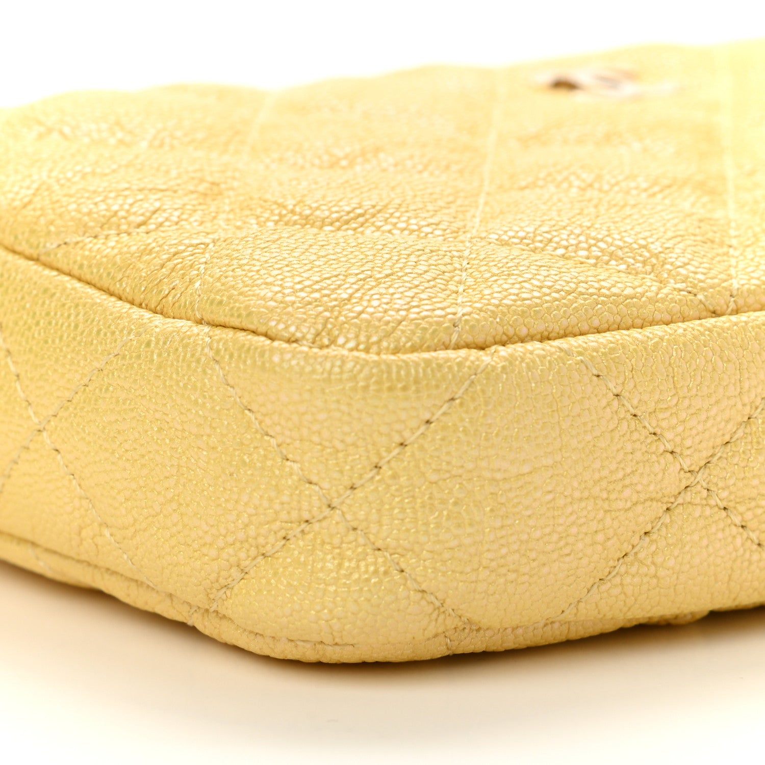Chanel Iridescent Caviar Quilted Small Clutch With Chain Yellow 11 of 15
