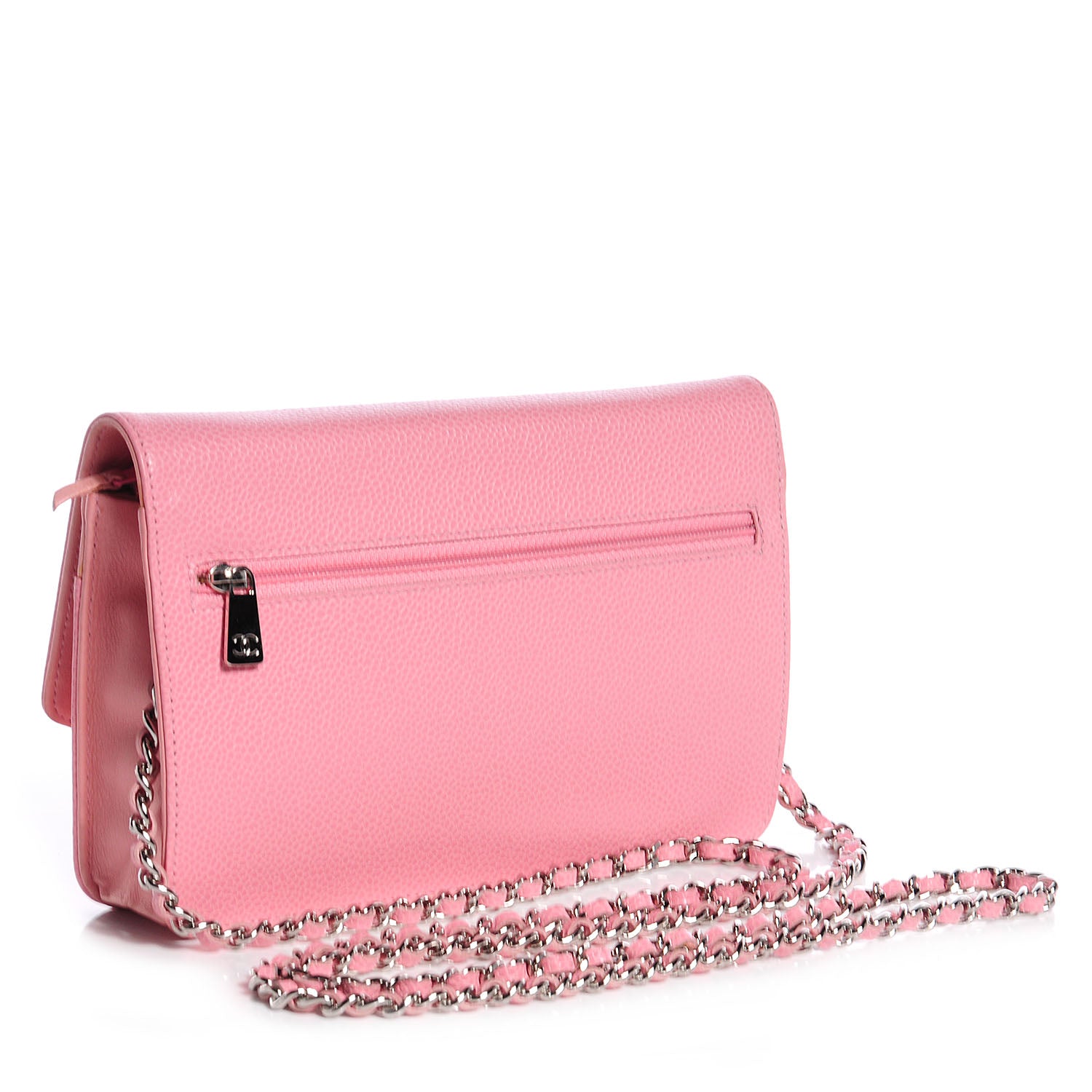 Chanel Caviar Timeless CC Wallet on Chain WOC Pink 3 of 8
