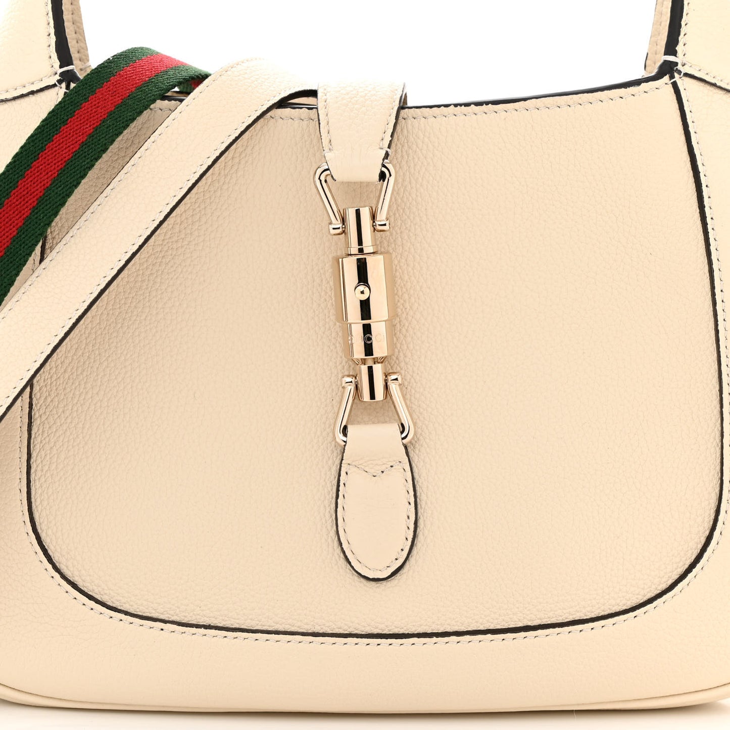 Grained Calfskin Web Medium Jackie 1961 Hobo Mystic White
