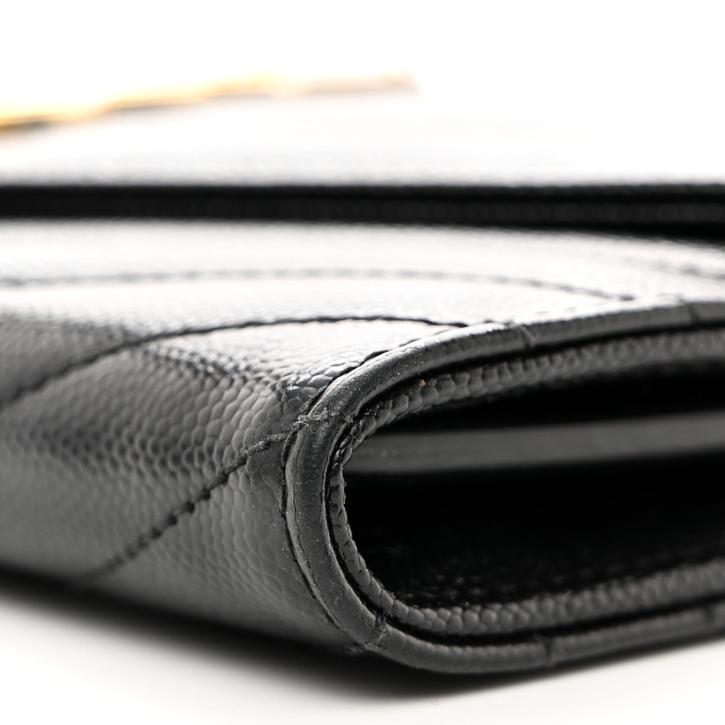 Grain De Poudre Matelasse Chevron Monogram Flap Wallet Black