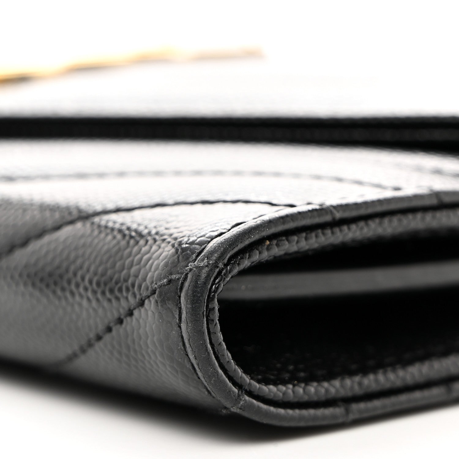 Saint Laurent Grain De Poudre Matelasse Chevron Monogram Flap Wallet Black 9 of 9