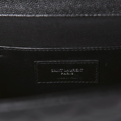 Saint Laurent Grain De Poudre Textured Mixed Matelasse Triquilt Medium Monogram Satchel Black 9 of 10