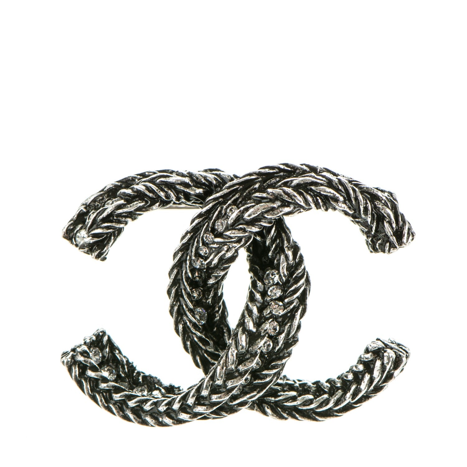 Chanel Ruthenium Crystal CC Brooch 1 of 4