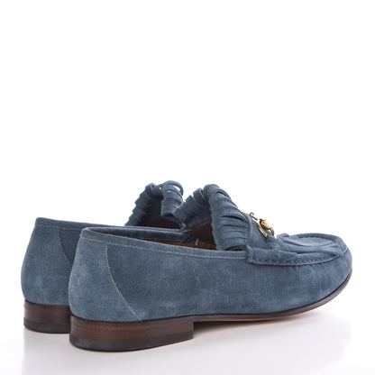 Gucci Suede Mens Fringe Horsebit Loafers 14 Gasoline 4 of 9