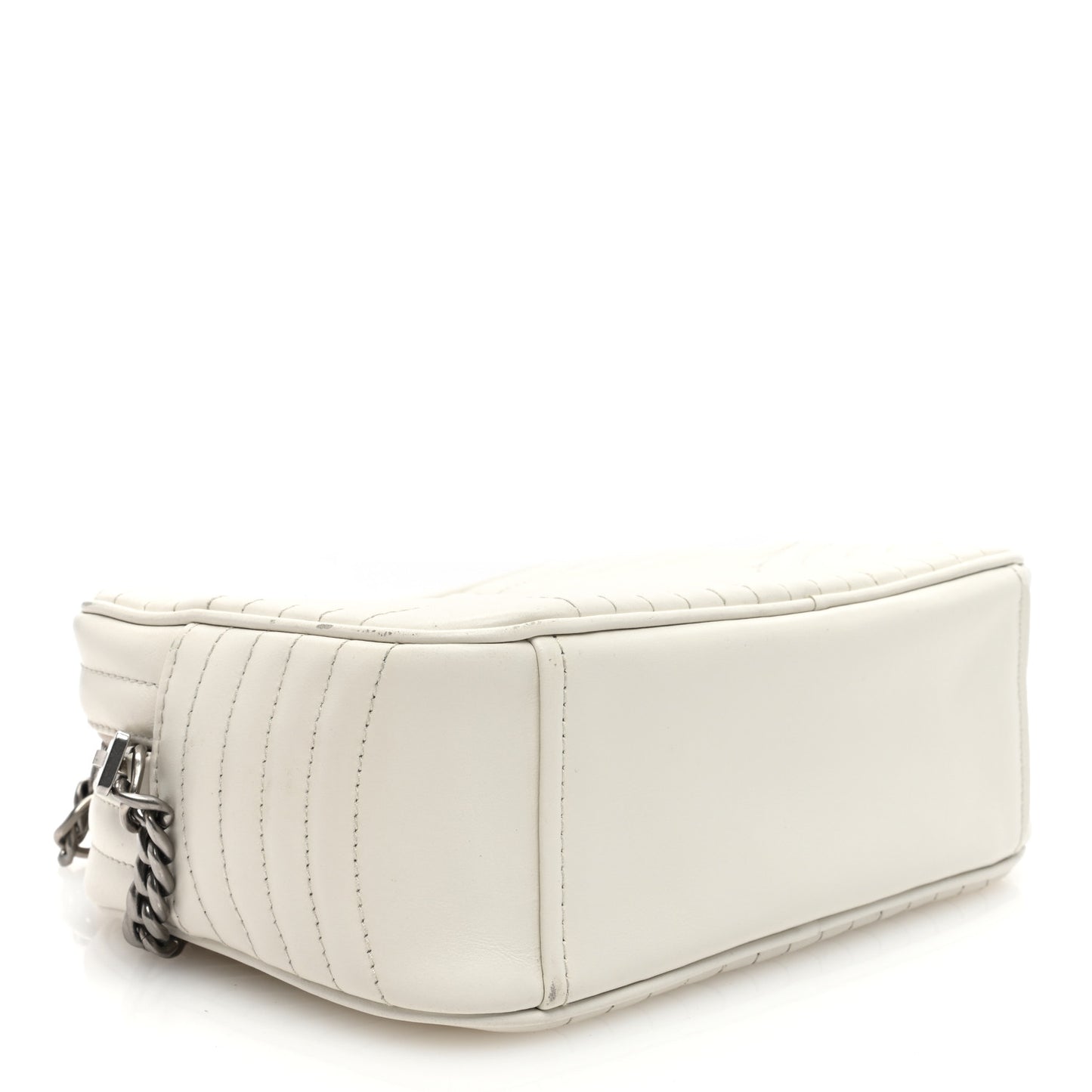 Soft Calfskin Diagramme Crossbody Bag White
