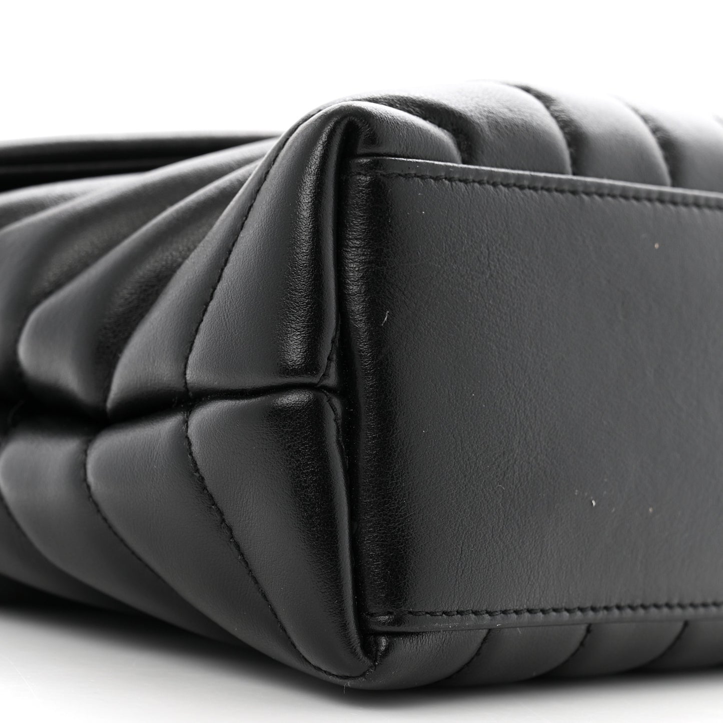 Calfskin Y Quilted Monogram Small Charm Loulou Chain Satchel Black