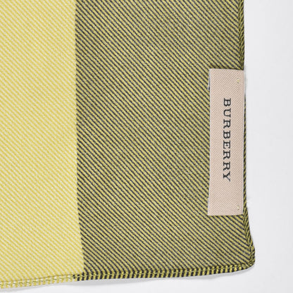 Burberry Silk Cashmere Half Mega Check Scarf Green Cream 4 of 4