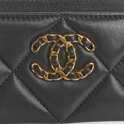 Chanel Lambskin Quilted Chanel 19 Card Holder Grey 14 of 16