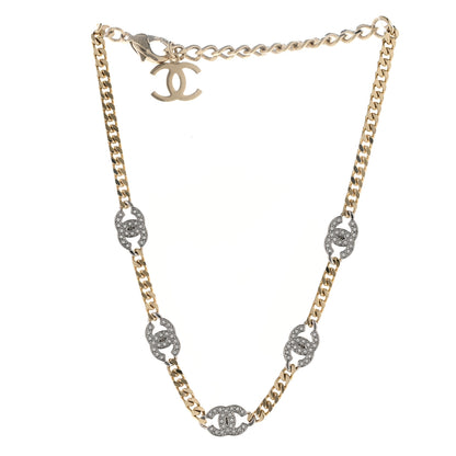 Chanel Crystal Chain CC Link Choker Gold Silver 3 of 7