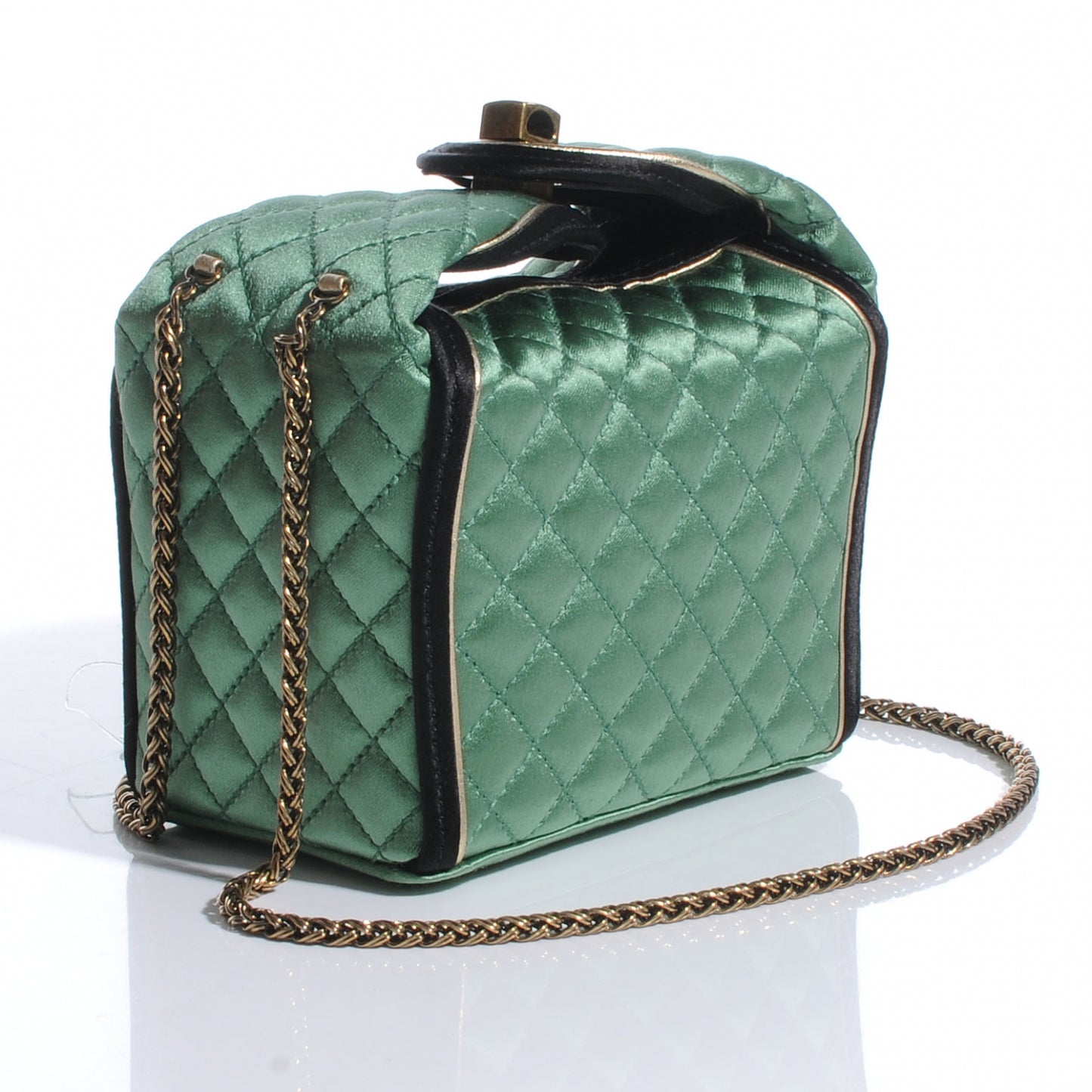 Satin Paris Shanghai Take Away Evening Bag Green