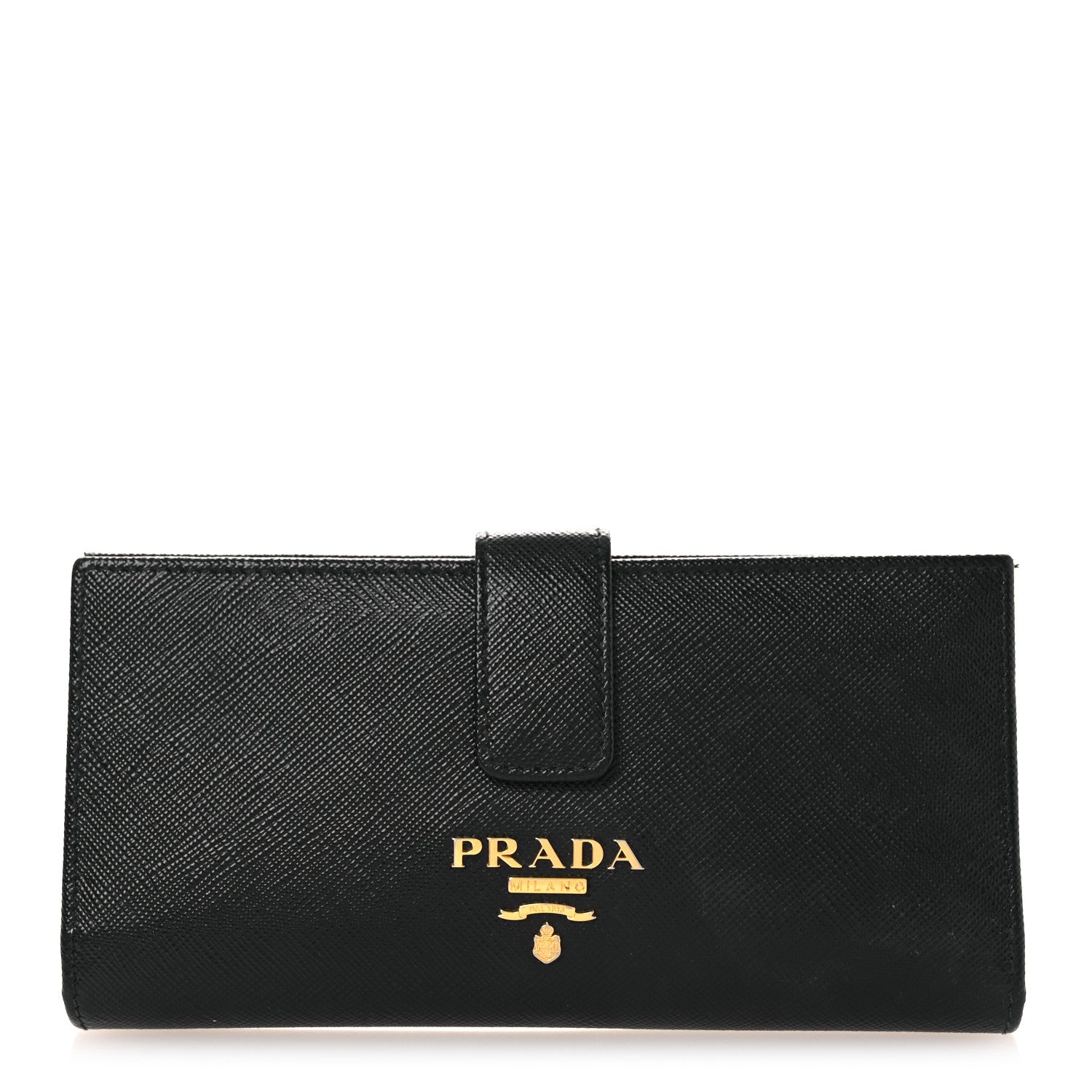 Prada Saffiano Metal Large Wallet Black 1 of 9
