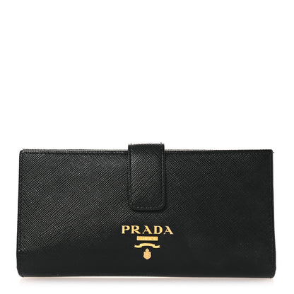 Prada Saffiano Metal Large Wallet Black 1 of 9