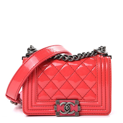 Chanel Patent Calfskin Quilted Mini Boy Flap Pink 1 of 9