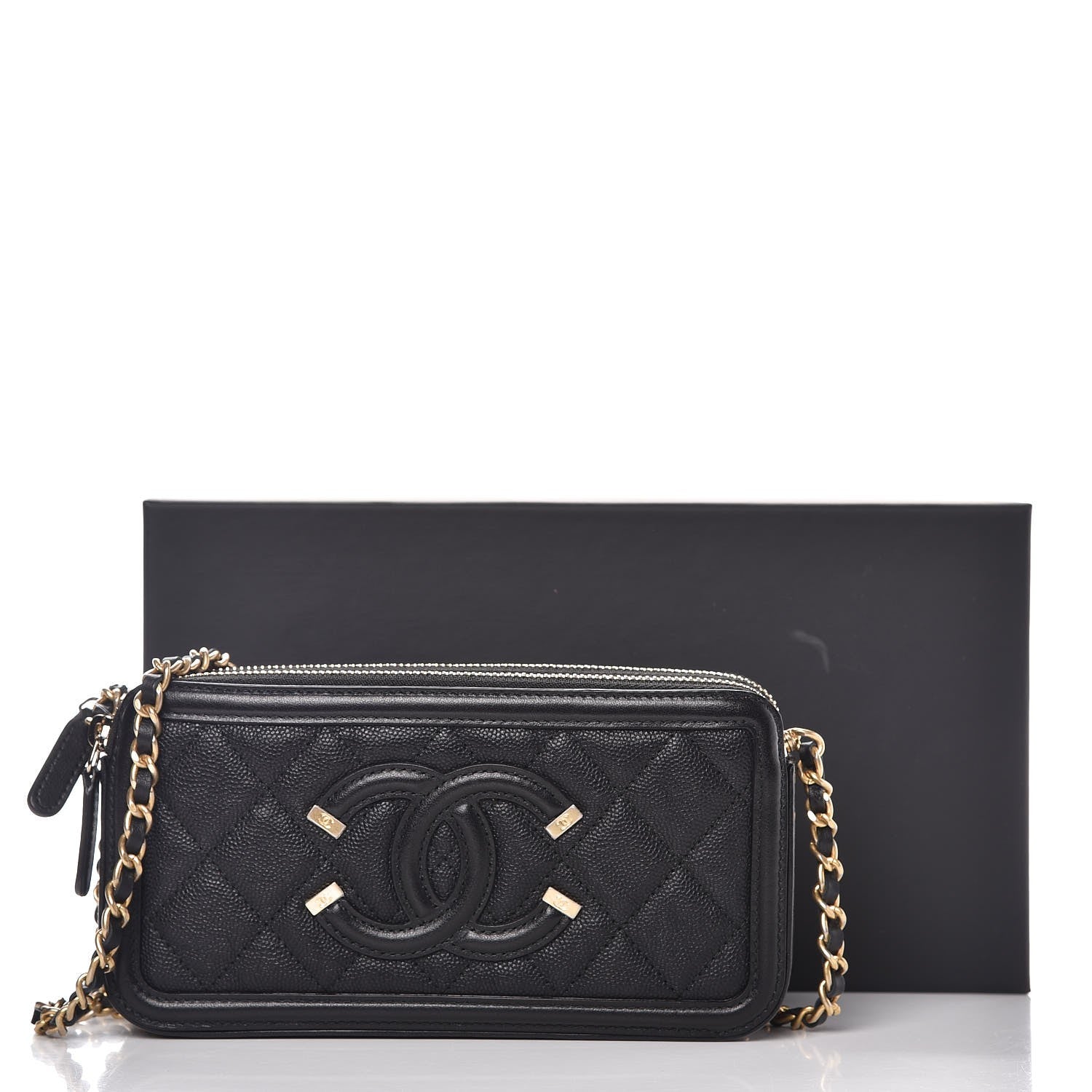 Chanel Caviar Quilted CC Filigree Clutch With Chain Black 10 of 10
