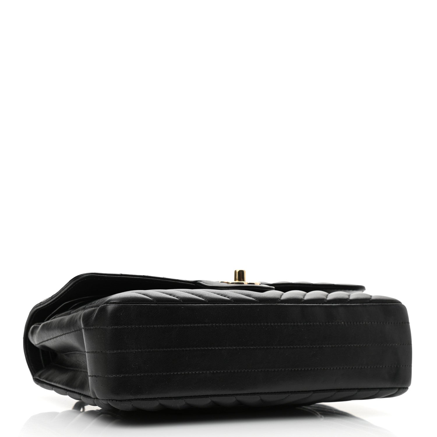 Chanel Lambskin Chevron Quilted Medium Double Flap Black 4 of 11