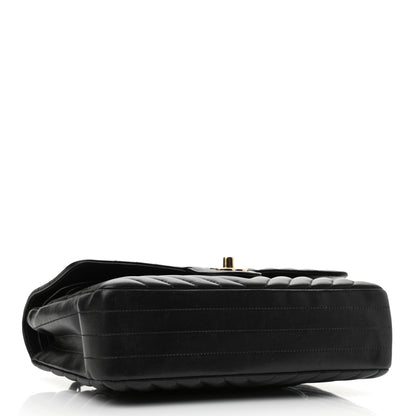 Chanel Lambskin Chevron Quilted Medium Double Flap Black 4 of 11