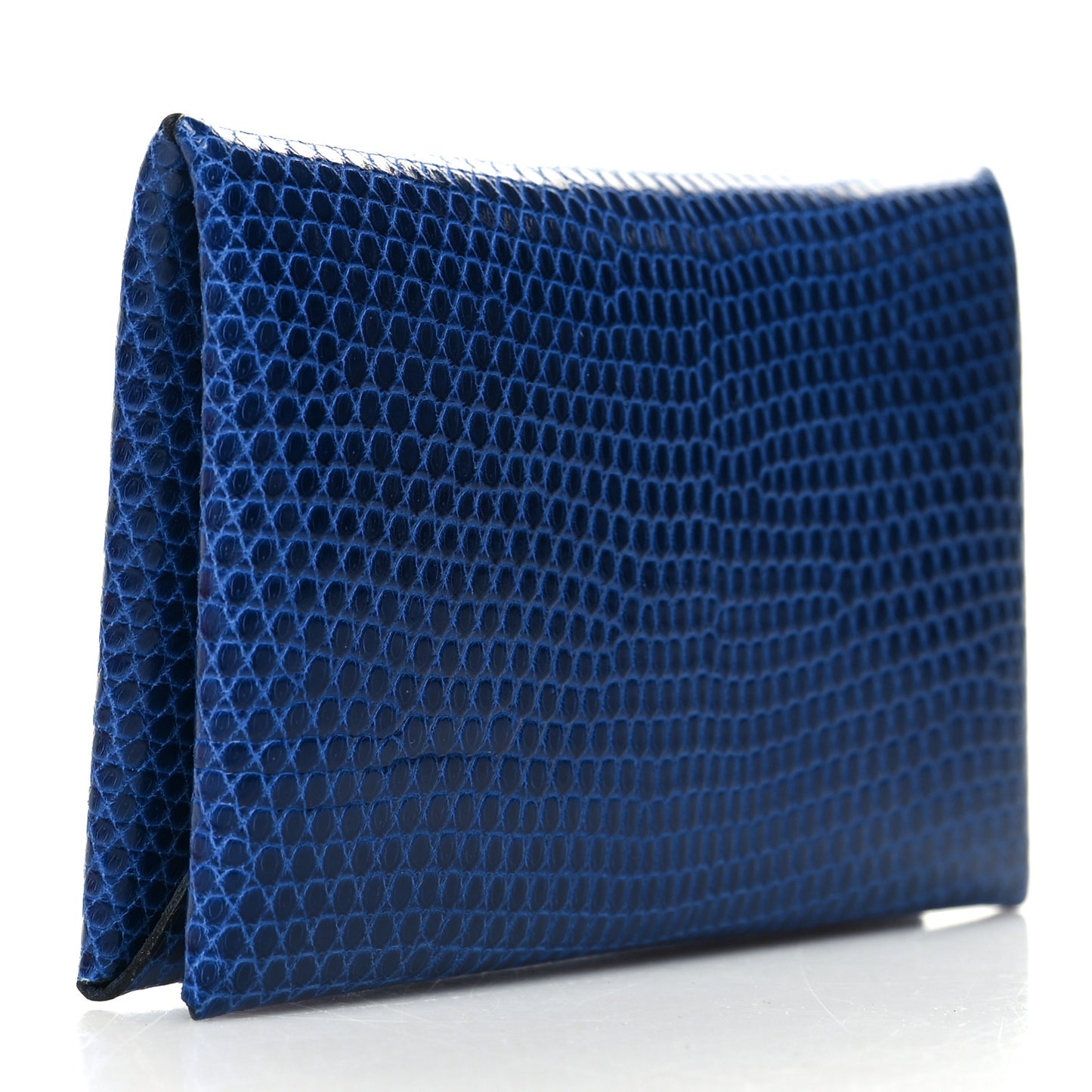 Lizard Calvi Card Case Bleu Saphir