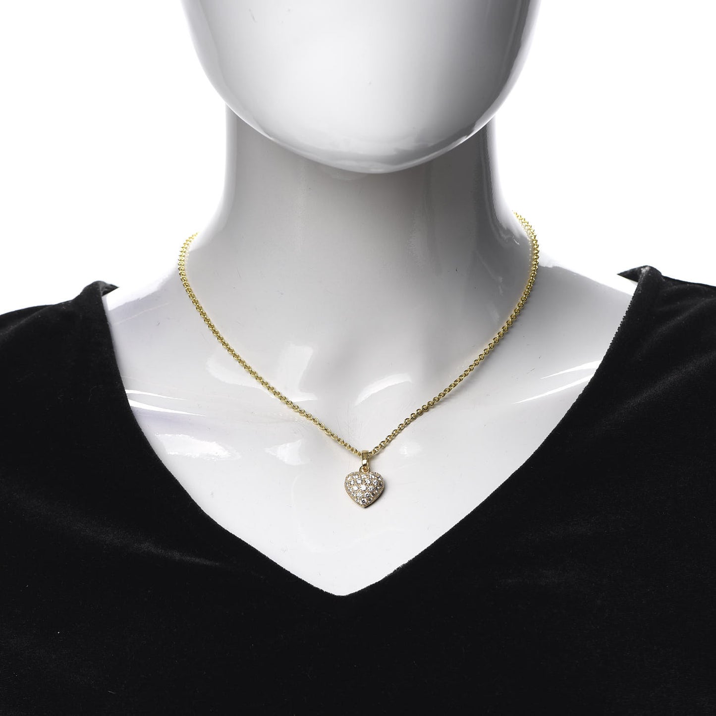 18K Yellow Gold Diamond Large Heart Paved Pendant Necklace
