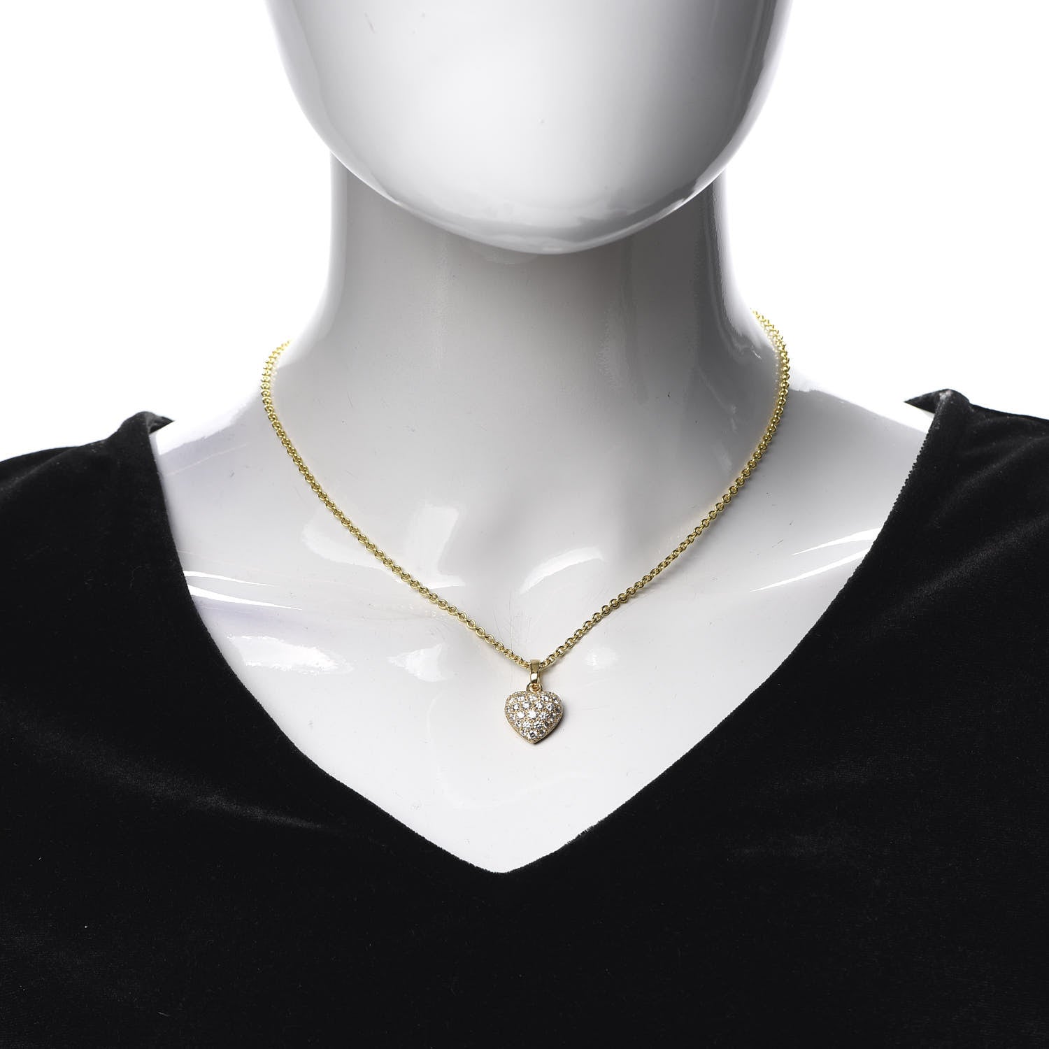 Cartier 18K Yellow Gold Diamond Large Heart Paved Pendant Necklace 2 of 8