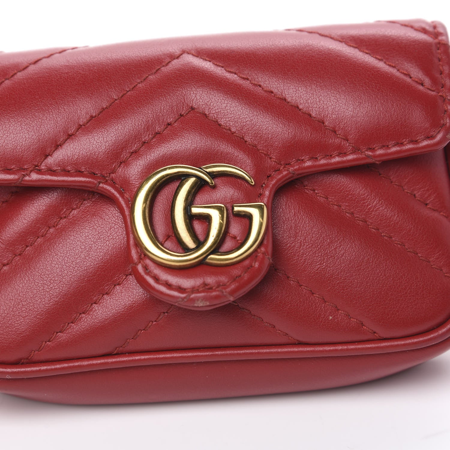 Gucci Calfskin Matelasse GG Marmont 2.0 Coin Purse On A Chain Hibiscus Red 8 of 10