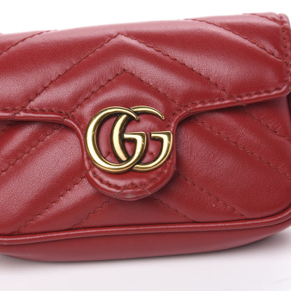 Gucci Calfskin Matelasse GG Marmont 2.0 Coin Purse On A Chain Hibiscus Red 8 of 10