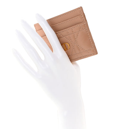 Christian Dior Supple Calfskin Cannage Caro Freesia Card Holder Rose De Vents 2 of 11
