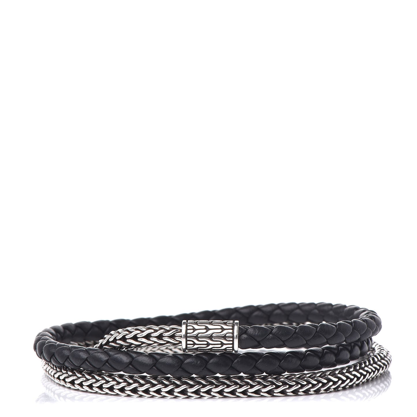 Sterling Silver Calfskin Classic Chain Triple Wrap Bracelet