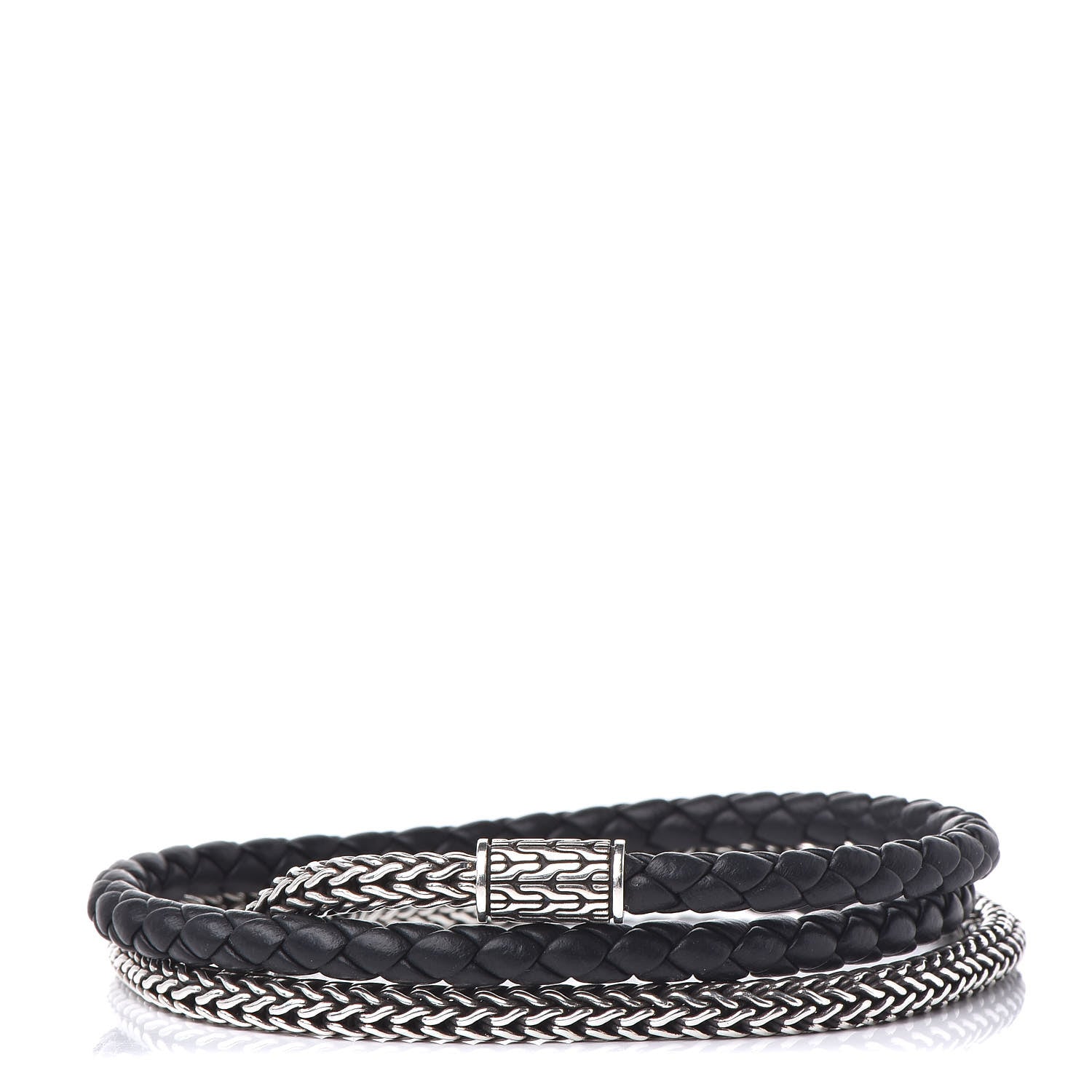 John Hardy Sterling Silver Calfskin Classic Chain Triple Wrap Bracelet 1 of 5