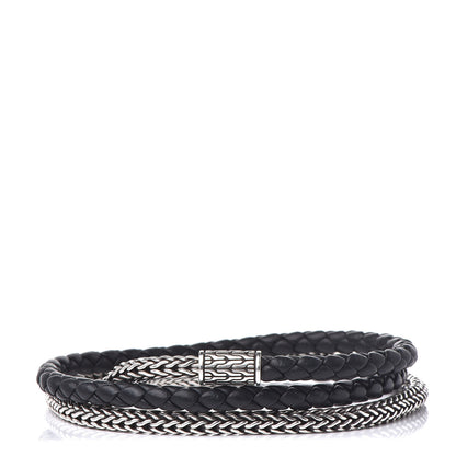 John Hardy Sterling Silver Calfskin Classic Chain Triple Wrap Bracelet 1 of 5