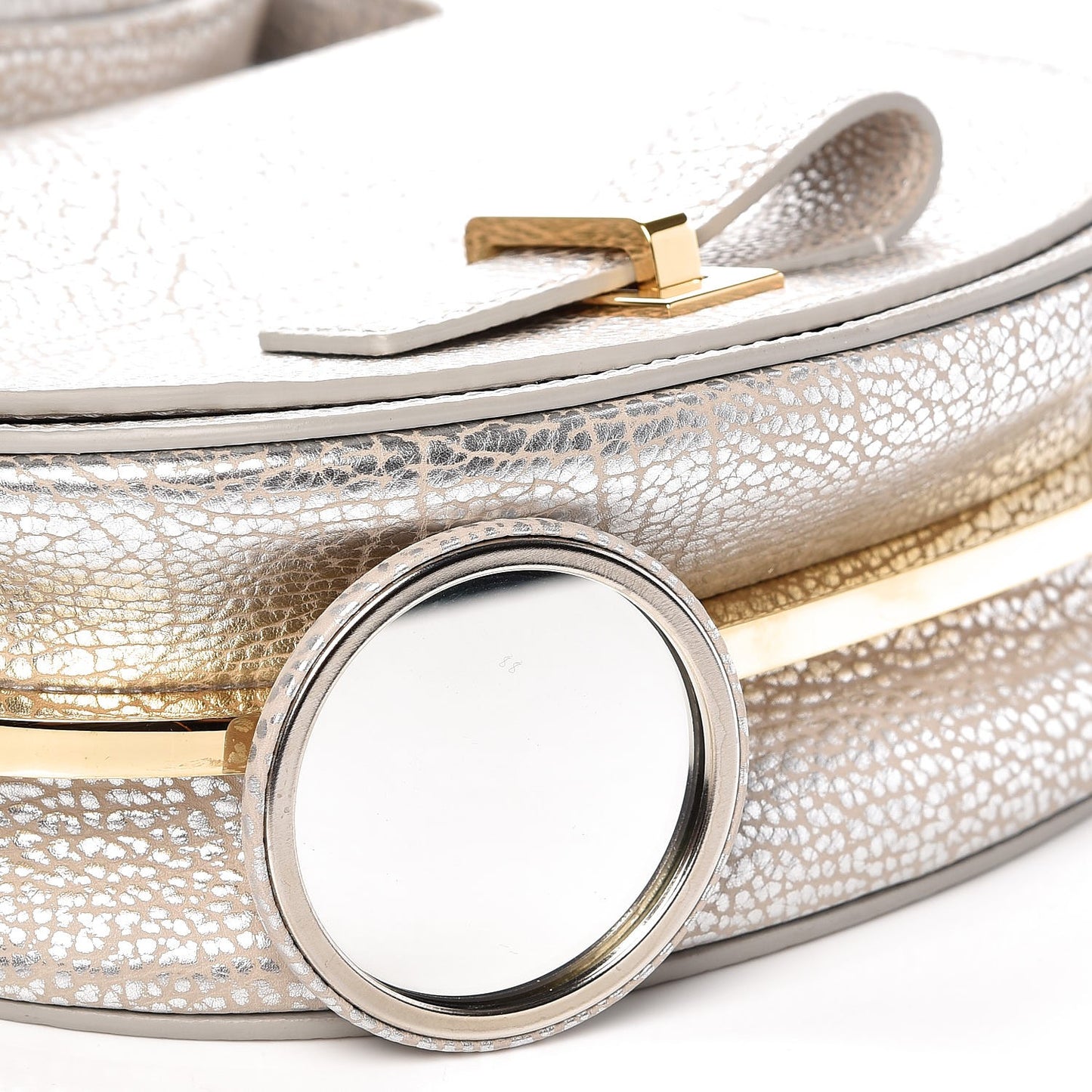 Metallic Crispy Calfskin Mini Le Mutin Saddle Bag Antique Silver