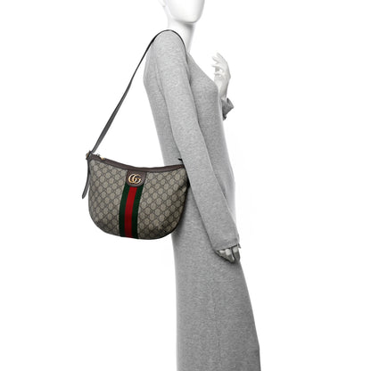 Gucci GG Supreme Monogram Web Small Ophidia Half Moon Hobo Brown 2 of 11