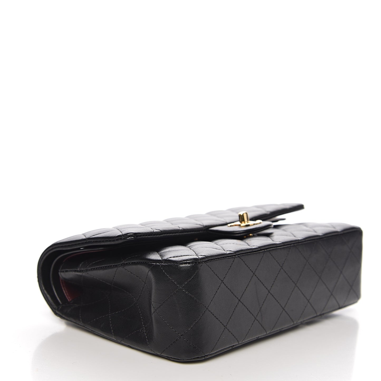 Lambskin Quilted Medium Double Flap Black
