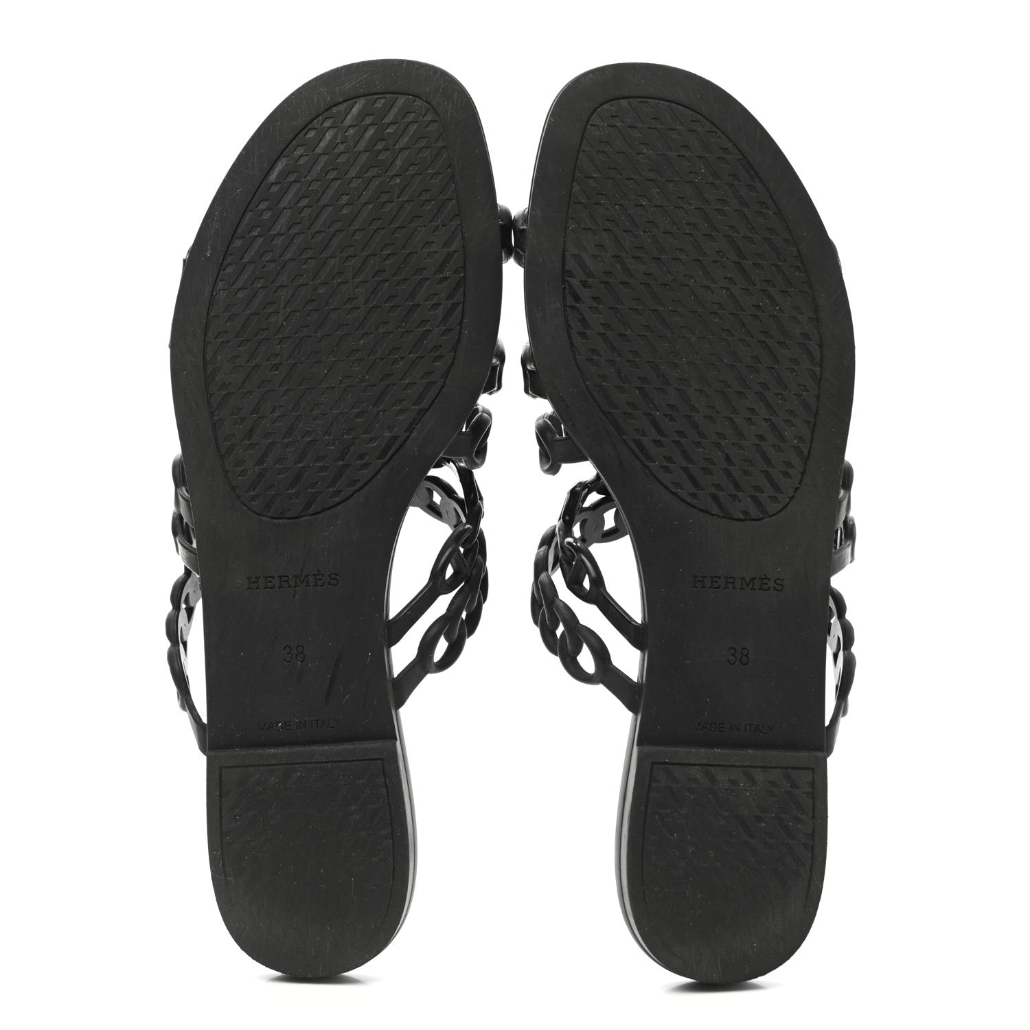 Hermes Rubber Chaine d'Ancre Nude Sandals 38 Black 5 of 8