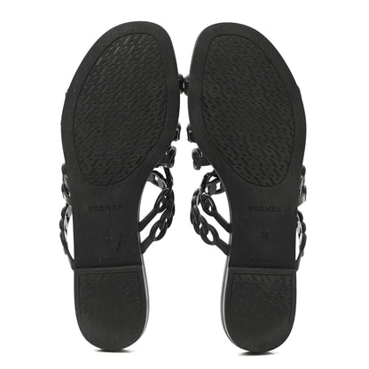 Hermes Rubber Chaine d'Ancre Nude Sandals 38 Black 5 of 8