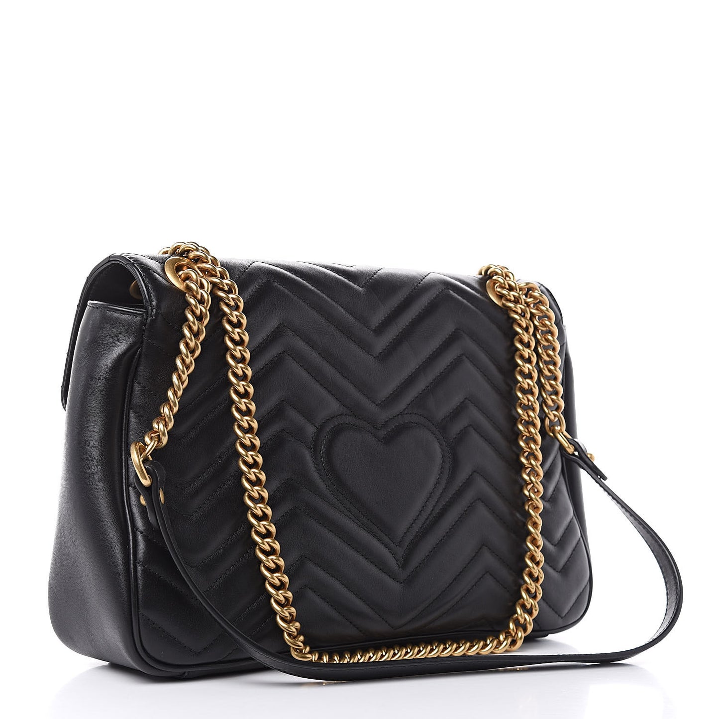 Calfskin Matelasse Medium GG Marmont Shoulder Bag Black