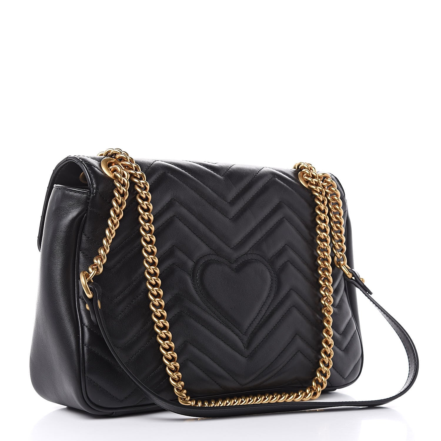 Gucci Calfskin Matelasse Medium GG Marmont Shoulder Bag Black 3 of 13