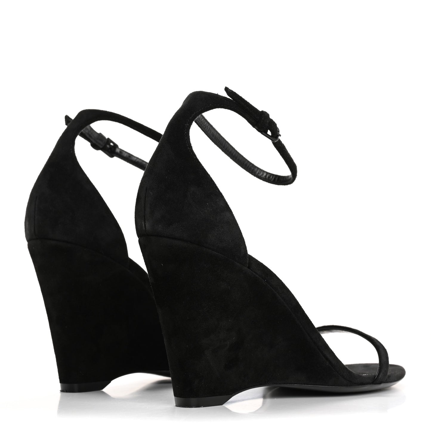 Suede Lila Wedge Sandals 37 Black