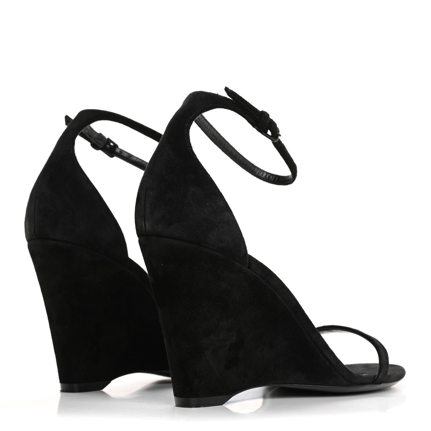 Saint Laurent Suede Lila Wedge Sandals 37 Black 5 of 10