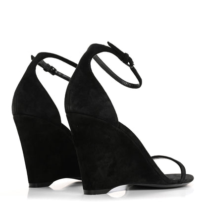 Saint Laurent Suede Lila Wedge Sandals 37 Black 5 of 10