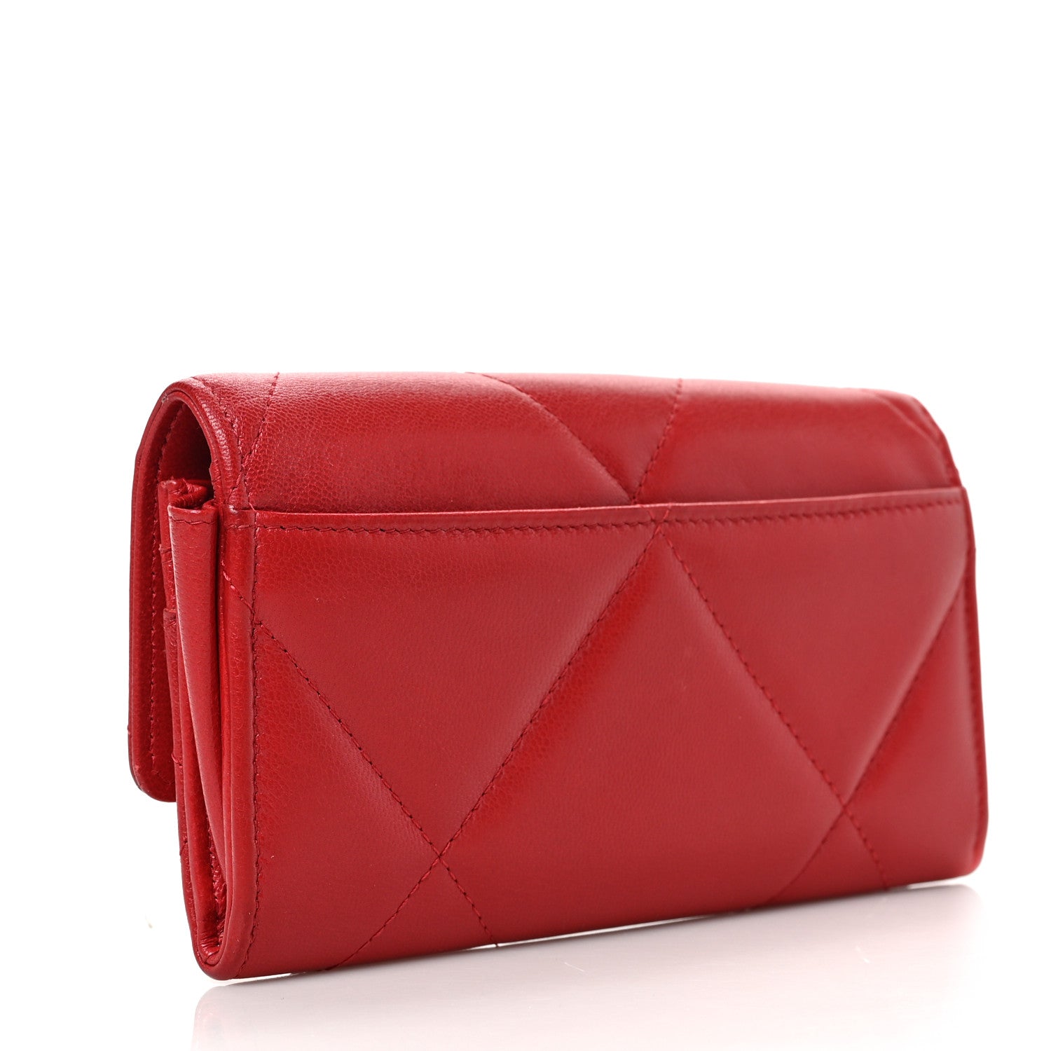 Chanel Goatskin Quilted Chanel 19 Flap Wallet Red 3 of 10