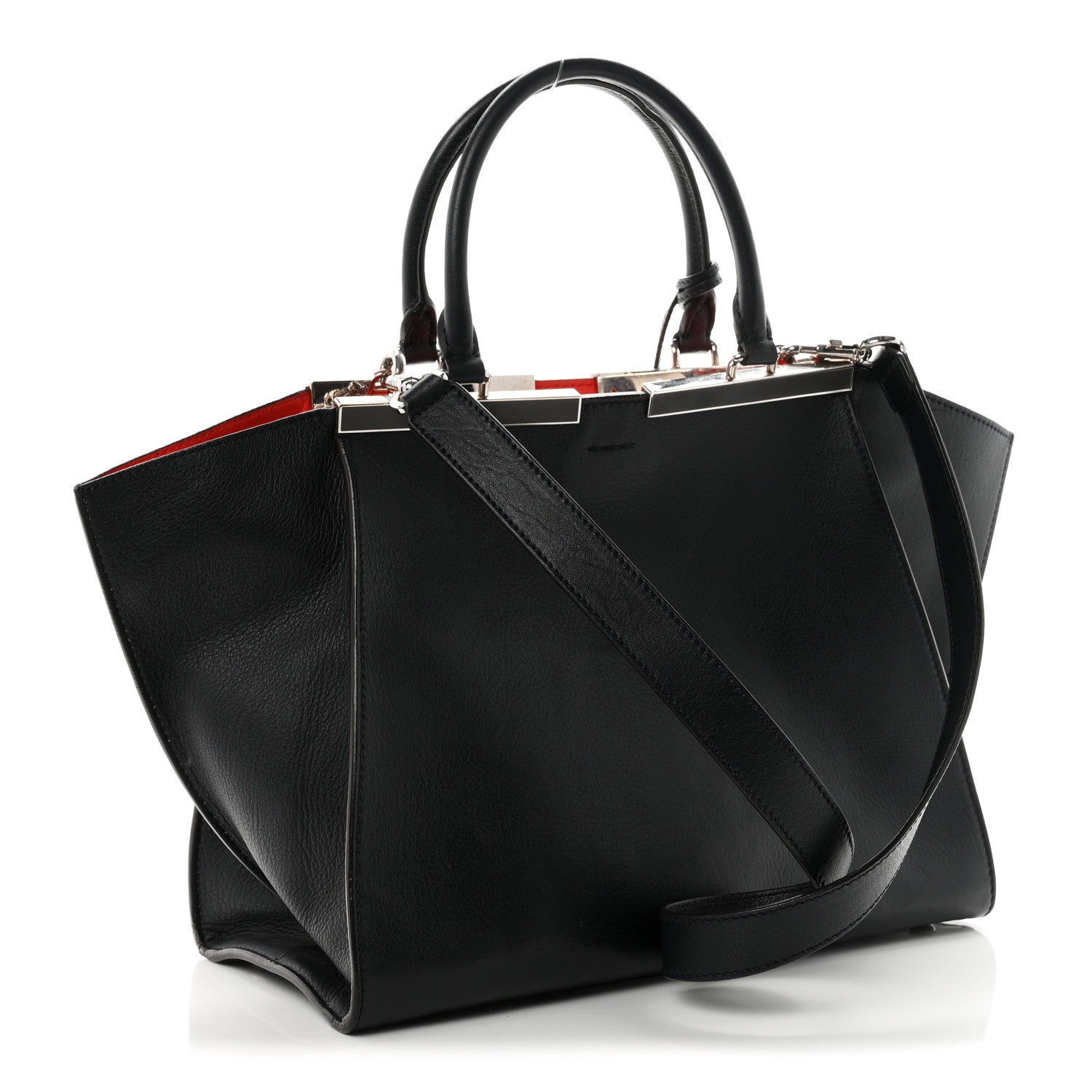 Fendi Vitello Dolce Marmol Shiny Nappa Petite 3Jours Tote Blue Notte 3 of 10