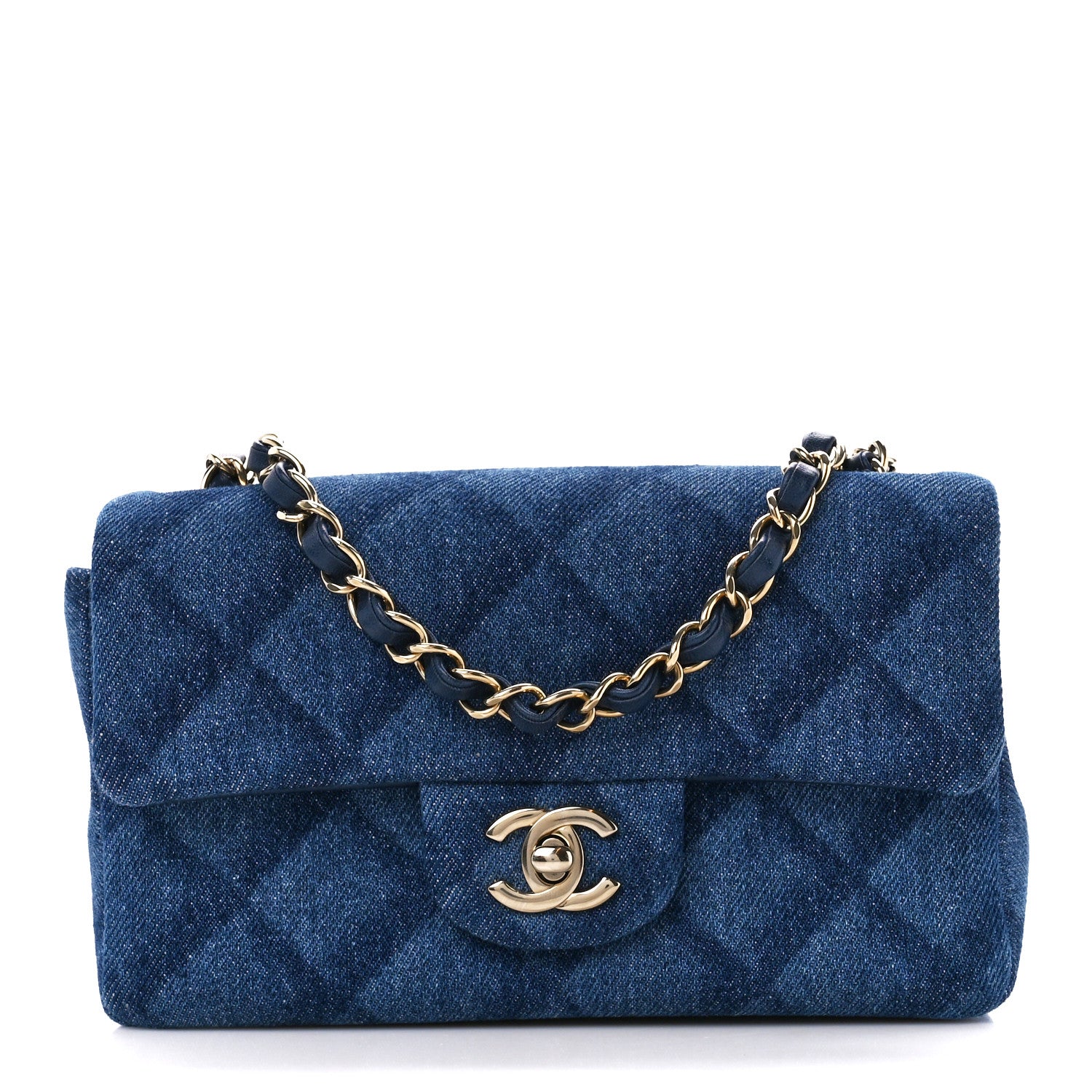 Chanel Printed Denim Quilted Mini Rectangular Flap Dark Blue 1 of 12