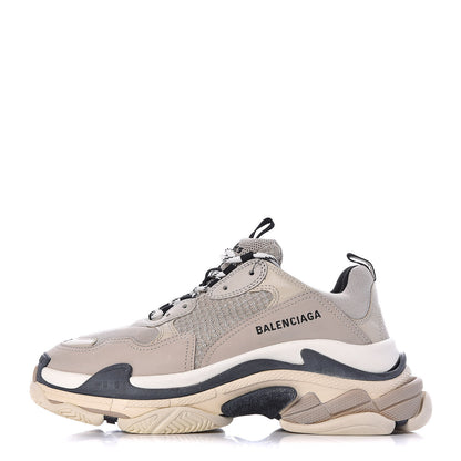 Balenciaga Fabric Mesh Womens Triple S Sneakers 40 Beige Black 1 of 9