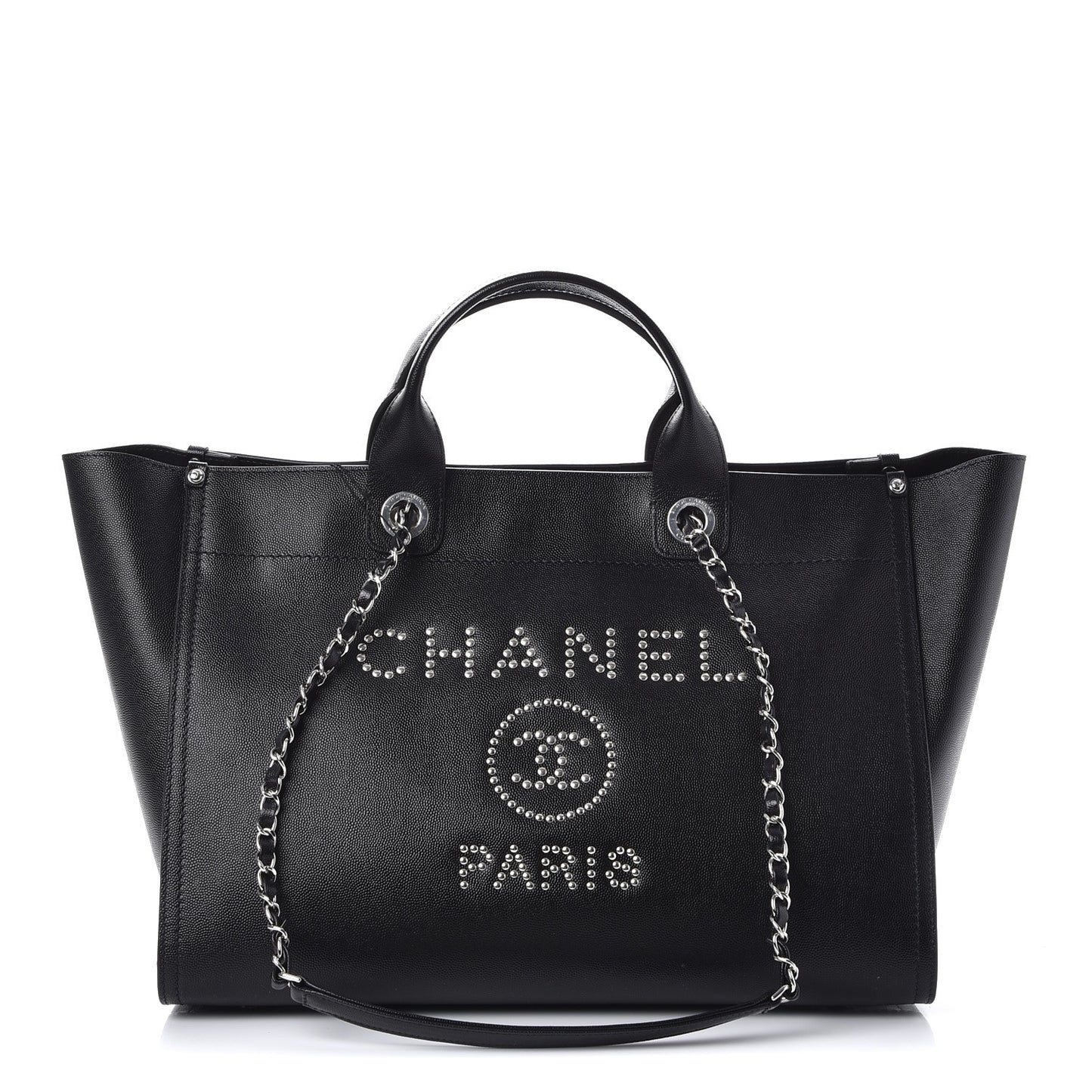 Caviar Medium Studded Deauville Tote Black